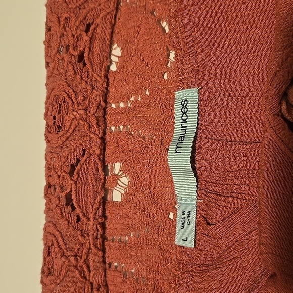 Maurices Pink Tie Front Long Sleeve Blouse L - Picture 5 of 5